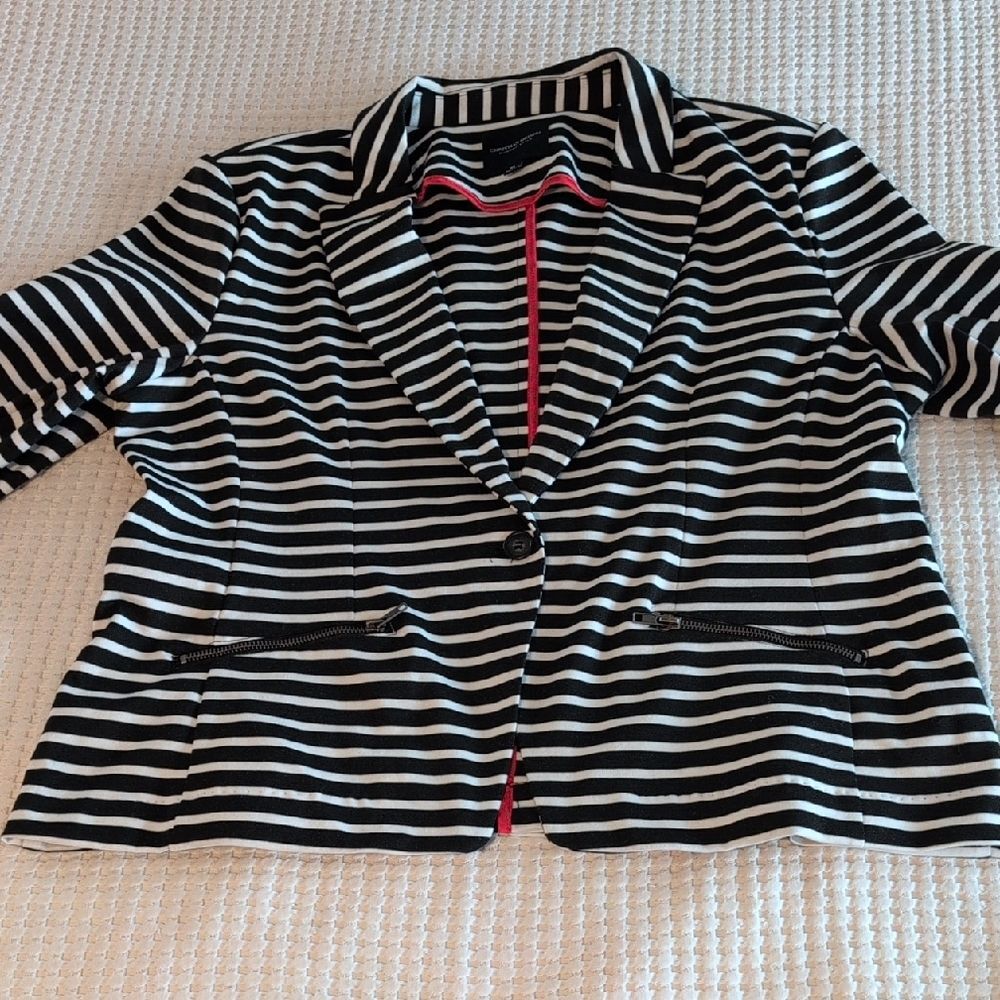Christian Siriano Black and White Striped Blazer